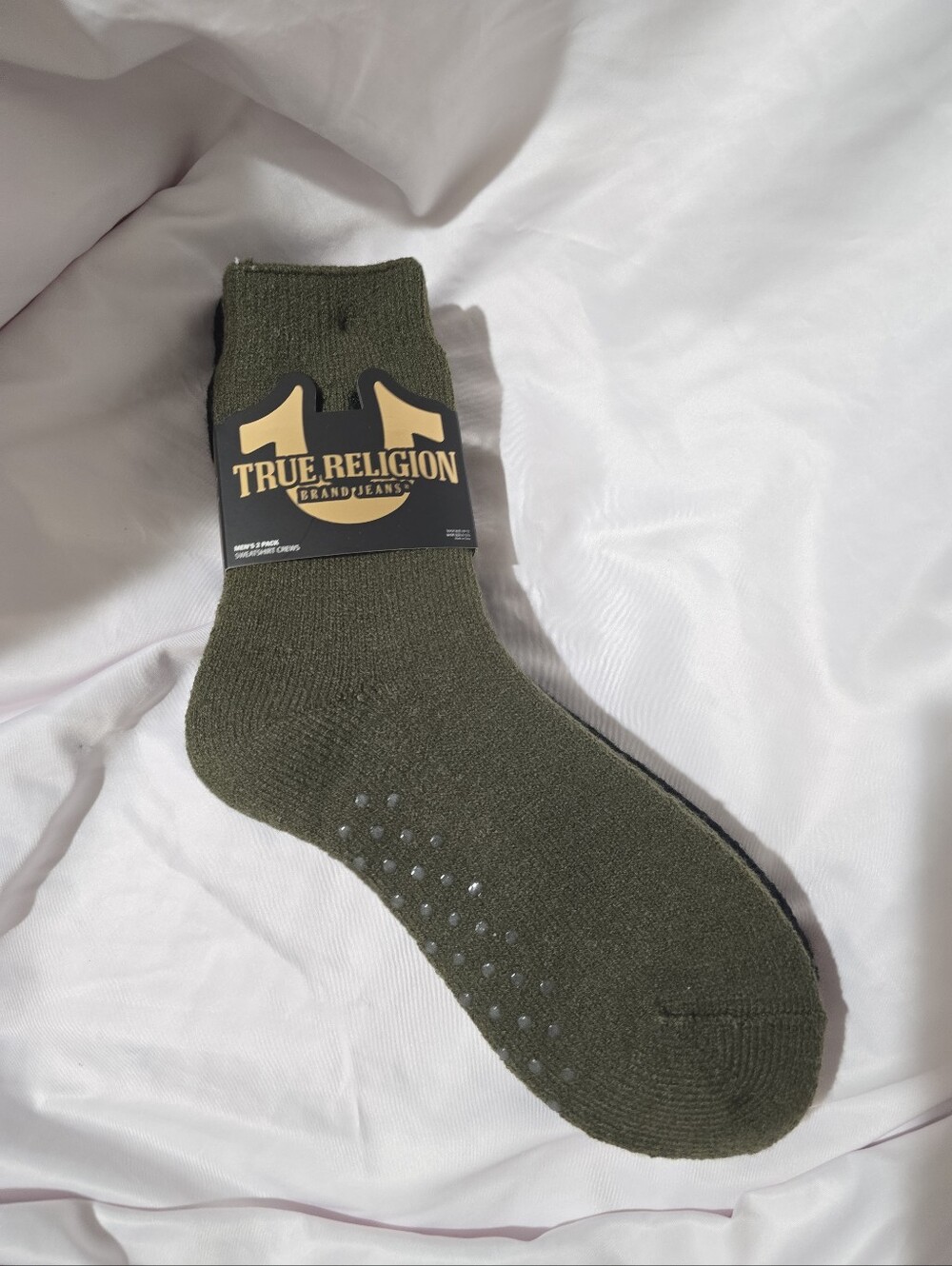 NWT True Religion Brand Jeans Men's 2 Pack Sweatshirt Crews Cushioned Socks